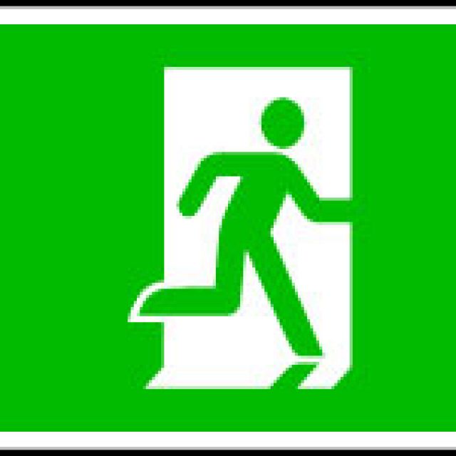 Fire Exit Down Right Sign HFE Signs Banners