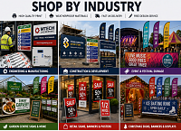 Shop by Industry signs and banners for engineering, construction, events, garden centres, retail and Christmas Shop by Industry signs and banners for engineering, construction, events, garden centres, retail and Christmas