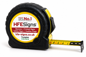 Close-up of custom logo area on branded 5m tape measure