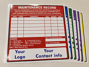 Custom printed fire extinguisher maintenance record labels for servicing and safety inspections Custom printed fire extinguisher maintenance record labels for servicing and safety inspections