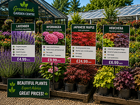 Garden centre Foamex plant identification and price signs Garden centre Foamex plant identification and price signs
