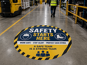 Workplace safety floor vinyl for warehouses and industrial environments